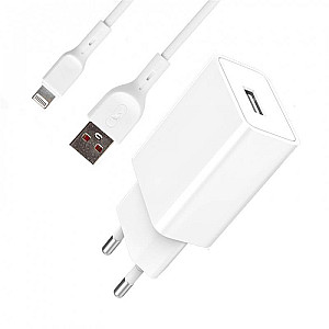 Зарядний пристрій SkyDolphin SC36L (1USB, 2.4A) White (MZP-000116) + кабель Lightning