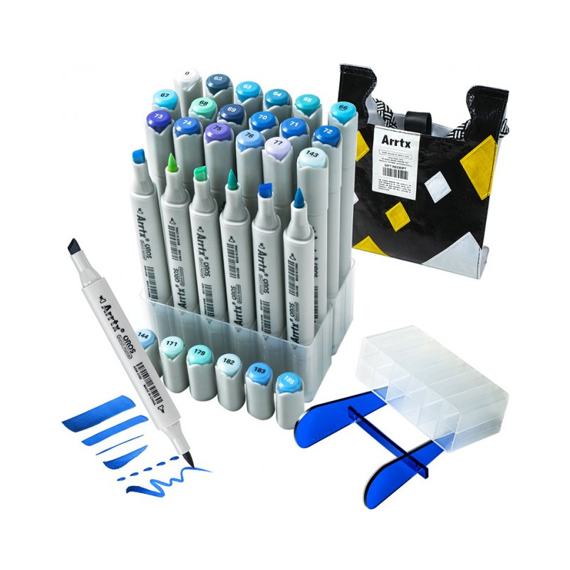 Спиртові маркери Arrtx Oros ASM-03BU 24 кольора, сині відтінки (LC302529)