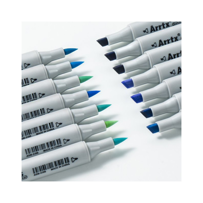 Спиртові маркери Arrtx Oros ASM-03BU 24 кольора, сині відтінки (LC302529)