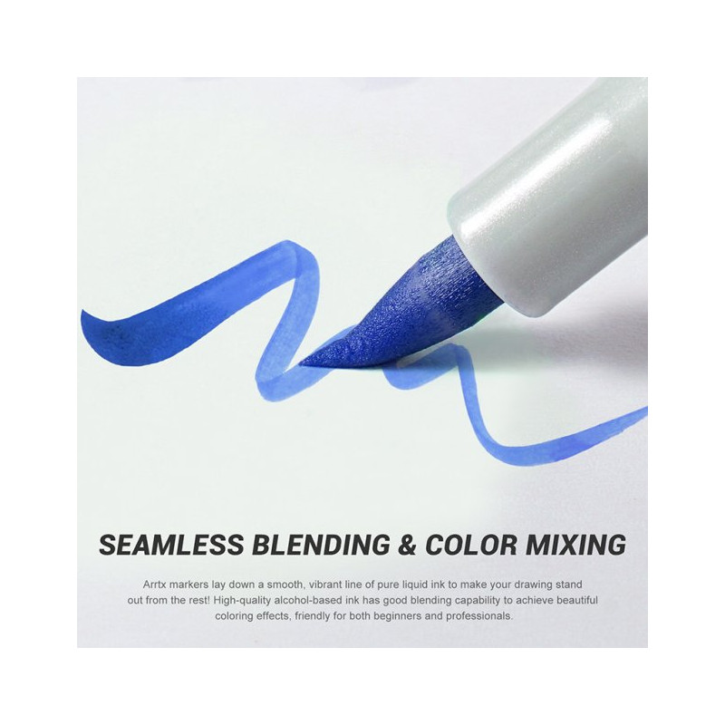 Спиртові маркери Arrtx Oros ASM-03BU 24 кольора, сині відтінки (LC302529)