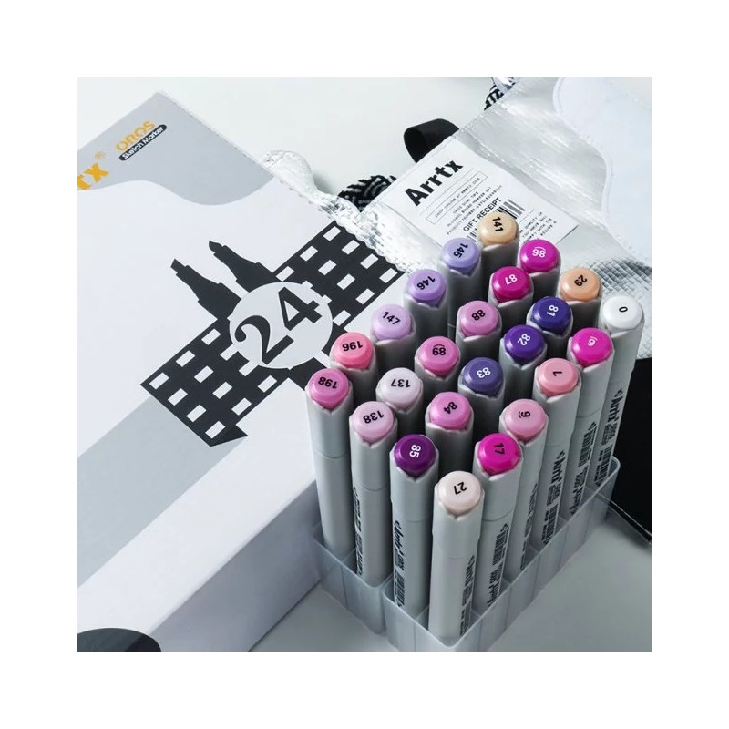 Спиртові маркери Arrtx Oros ASM-03P 24 кольора, фіолетові відтінки (LC302505)