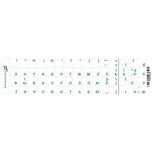 Наліпка на клавіатуру Grand-X Protection 60 keys Cyrillic Transparent/Green (GXTPGW)