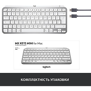 Клавіатура бездротова Logitech MX Keys Mini For Mac Minimalist Wireless Illuminated Pale Grey (920-010526)