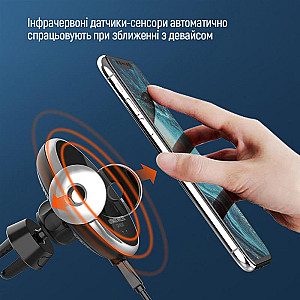 Тримач автомобільний+бездротовий ЗП ColorWay AutoSense Car Wireless Charger 2 15W Black (CW-CHAW036Q-BK)