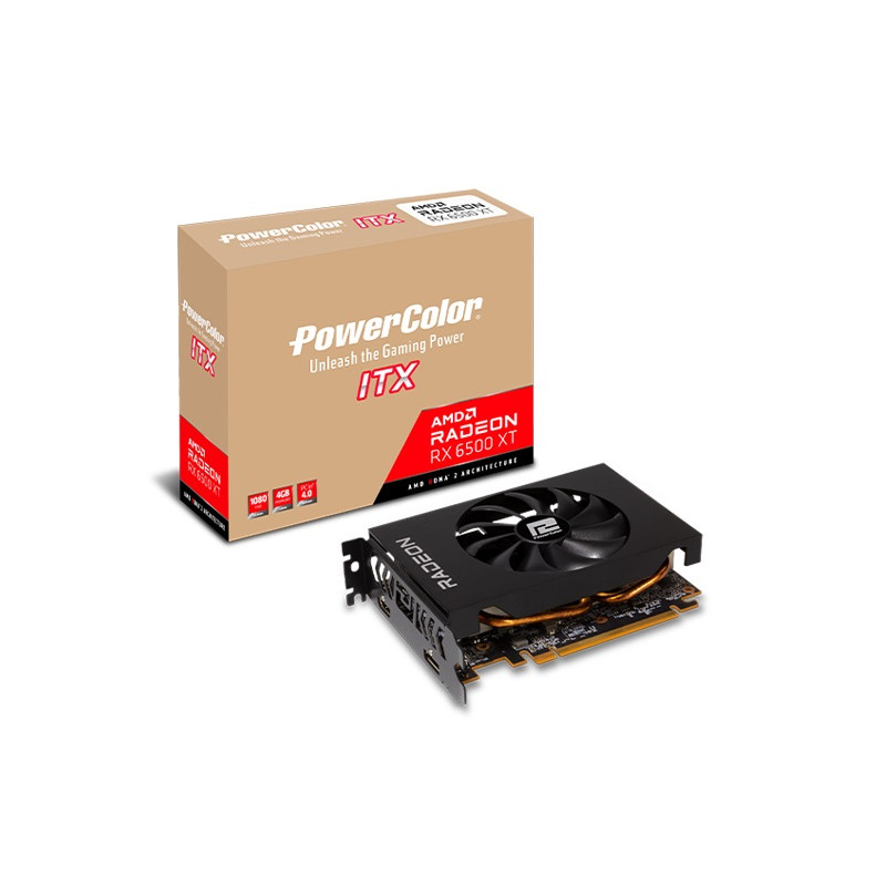 Відеокарта AMD Radeon RX 6500 XT 4GB GDDR6 ITX PowerColor (AXRX 6500 XT 4GBD6-DH)