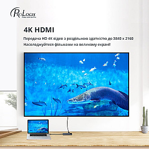 Док-станція ProLogix (PR-WUC-103B) 5 in 1 USB3.1 Type C to HDMI+2*USB3.0+USB C PD+Lan