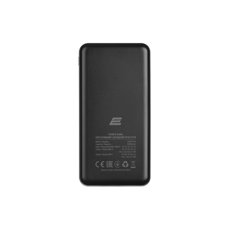 Універсальна мобільна батарея 2E Geometry PD+QC 3.0 20000mAh Black (2E-PB2072PD-BLACK)
