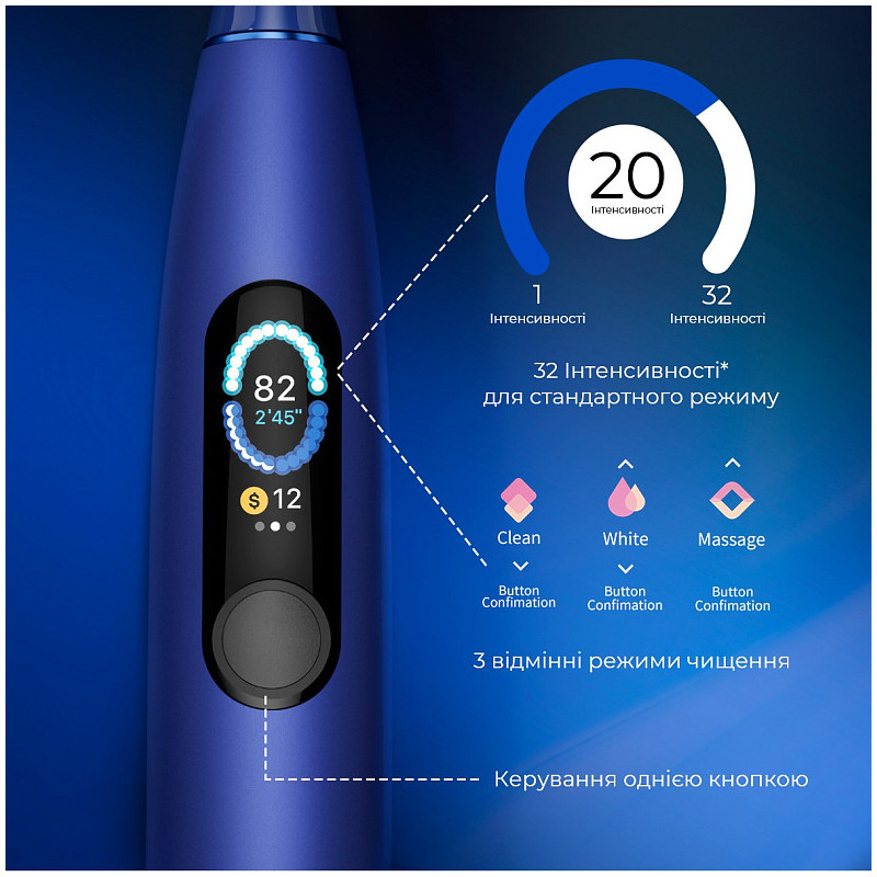 Розумна зубна електрощітка Oclean X Pro Navy Blue (OLED) (Міжнародна версія) (6970810551068)