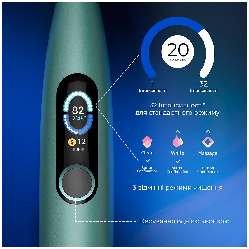 Розумна зубна електрощітка Oclean X Pro Mist Green (OLED) (Міжнародна версія) (6970810551471)