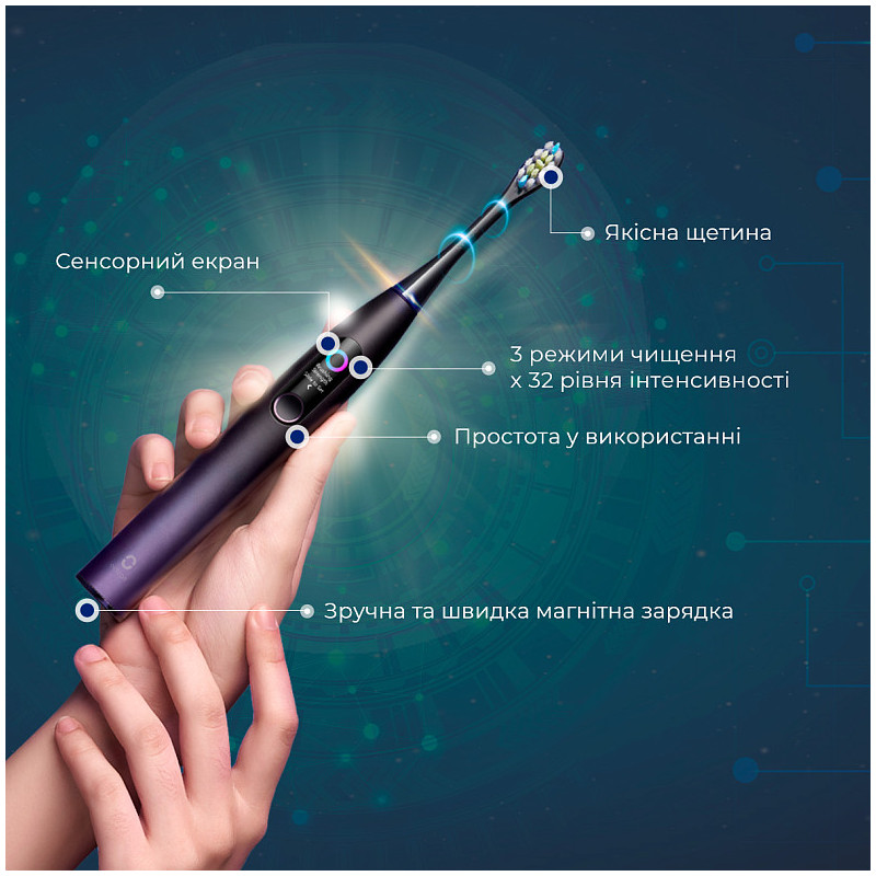 Розумна зубна електрощітка Oclean X Pro Aurora Purple (OLED) (Міжнародна версія) (6970810551464)