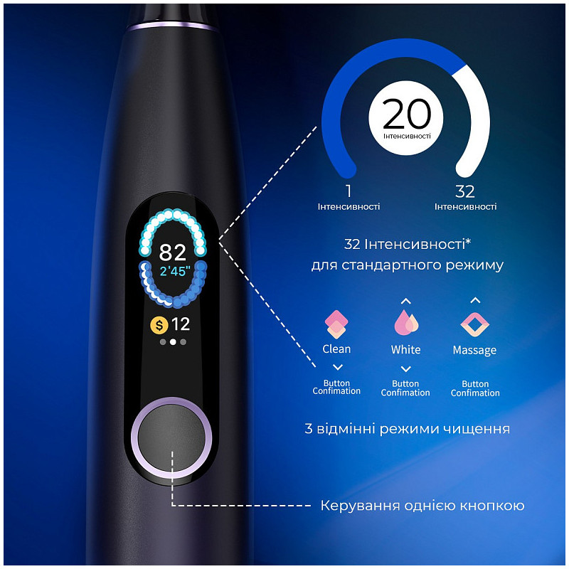 Розумна зубна електрощітка Oclean X Pro Aurora Purple (OLED) (Міжнародна версія) (6970810551464)