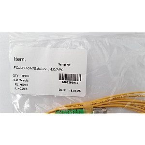 Патчкорд Abee LC/APC-FC/APC simplex, G657A, 2.0mm, 5m