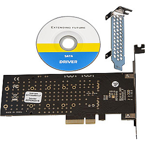 Плата розширення Frime (ECF-PCIEtoSSD012.LP) PCI-E-2хM.2+2хSATA, 88SE9215