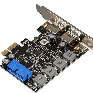 Плата розширення Frime (ECF-PCIEtoUSB006.LP) PCI-E to USB3.0 (2 порти) 3A/порт+19pin NEC720201