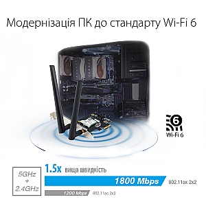 Бездротовий адаптер Asus PCE-AX1800 (90IG07A0-MO0B00)