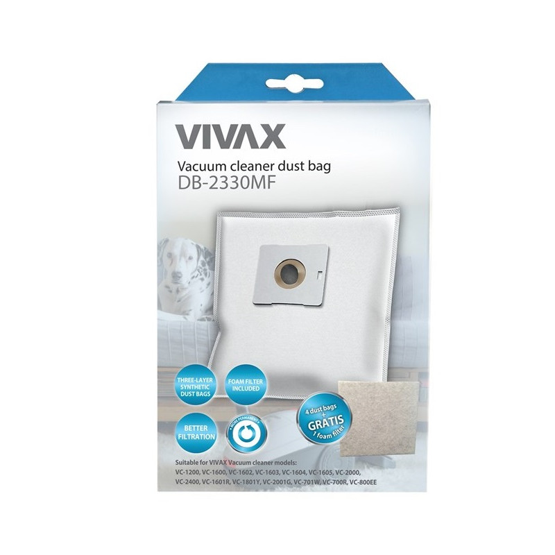 Мішки Vivax Home для пилососу синт. 4шт/уп + фільтр 13х15см (DB-2330MF)