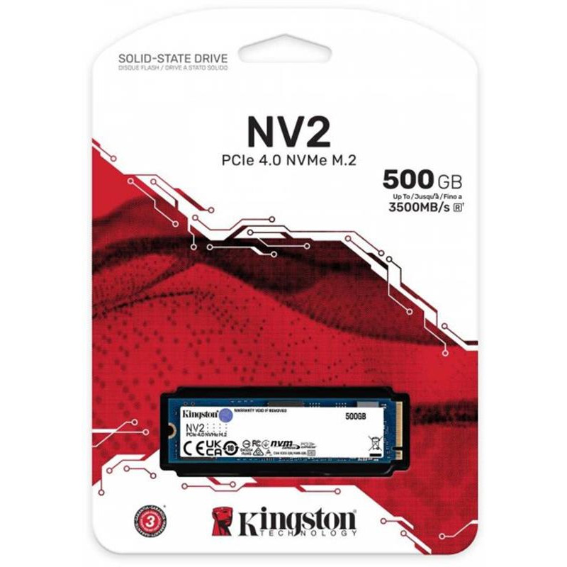Накопичувач SSD  500GB M.2 NVMe Kingston NV2 M.2 2280 PCIe Gen4.0 x4 (SNV2S/500G)
