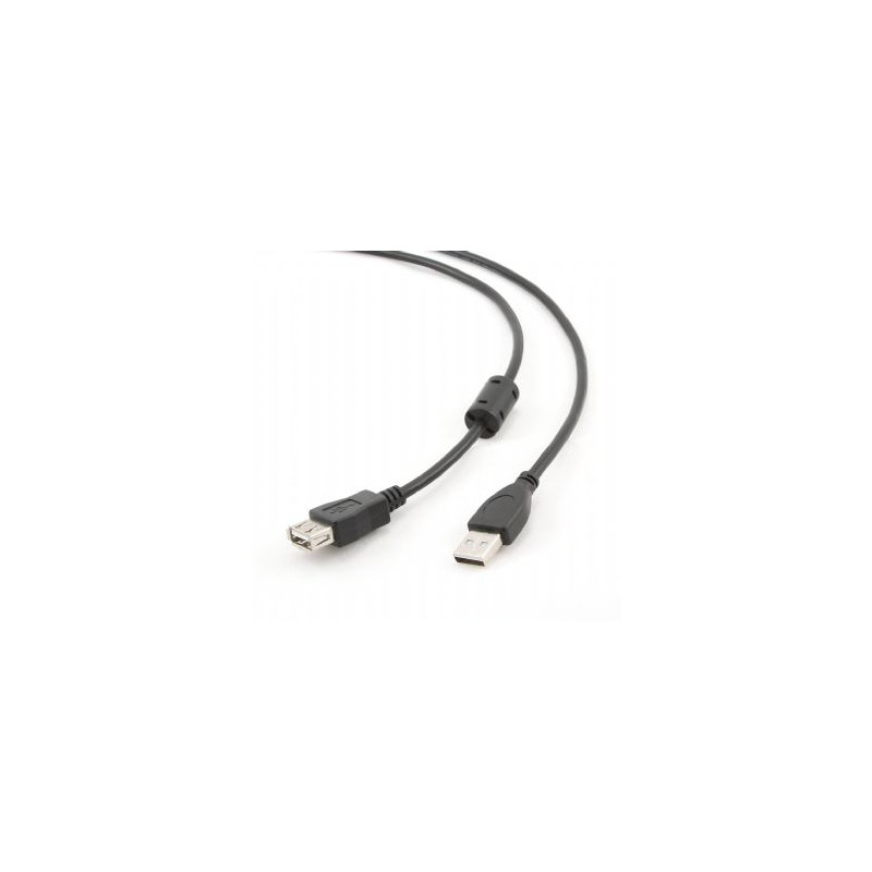 Кабель Cablexpert подовжувач USB - USB V 2.0 (M/F), 4.5 м, Феритовий фільтр, чорний (CCF-USB2-AMAF-15)