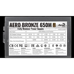 Блок живлення AeroCool Aero Bronze 650M Fully Modular (ACPB-AR65AEC.1M) 650W