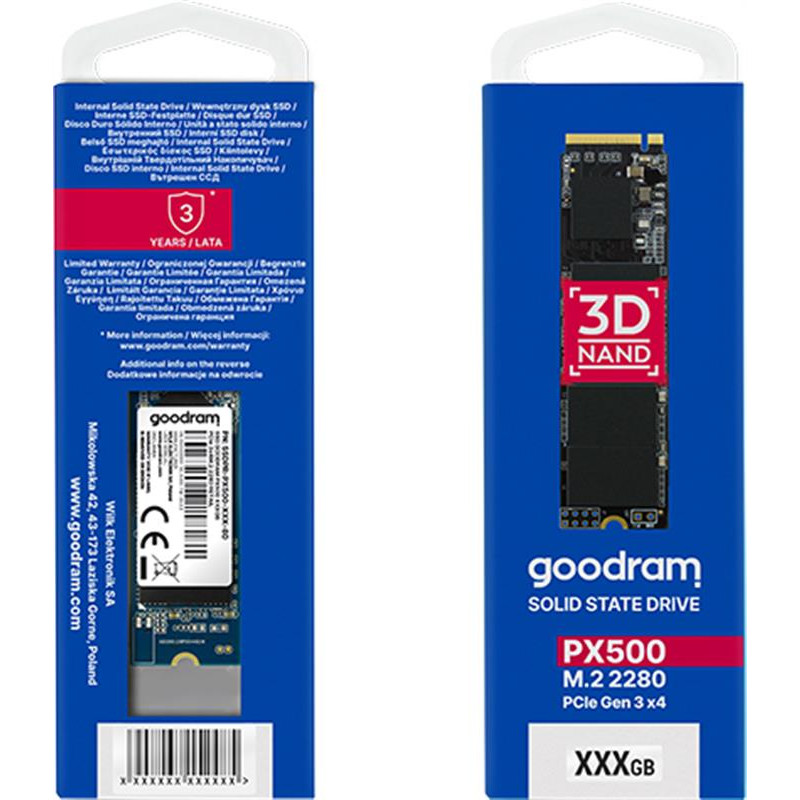 Накопичувач SSD  256GB GOODRAM PX500 G.2 M.2 2280 PCIe 3.0 x4 NVMe 3D TLC (SSDPR-PX500-256-80-G2)