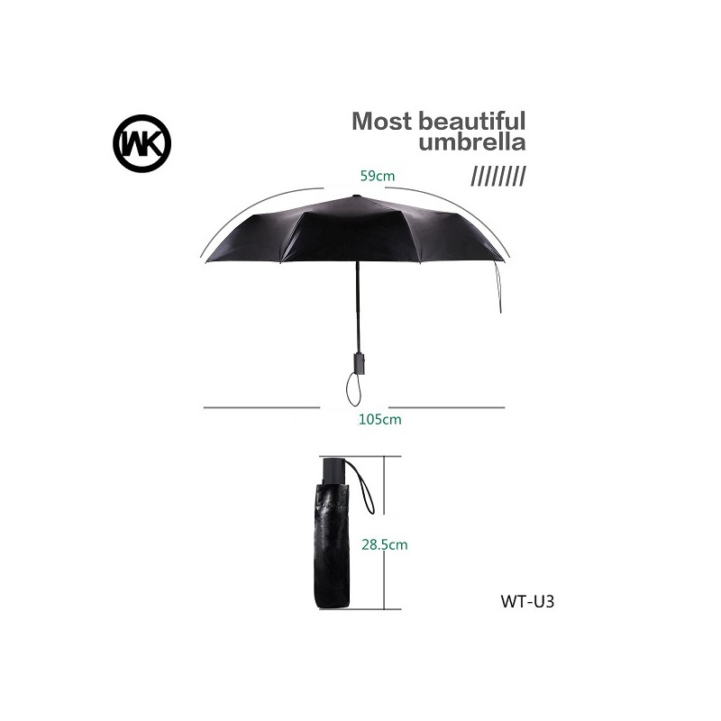Парасоля WK WT-U3 чорний з літніми квітами (6970349282921)