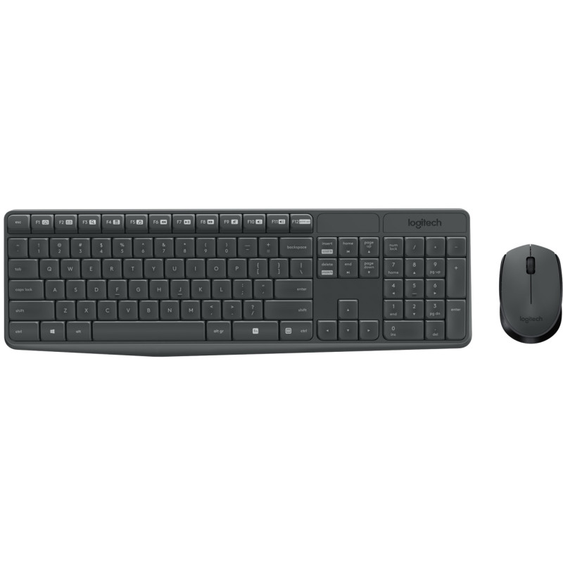 Комплект (клавіатура, мишка) бездротовий Logitech MK235 ENG/UKR Grey USB (920-007931)
