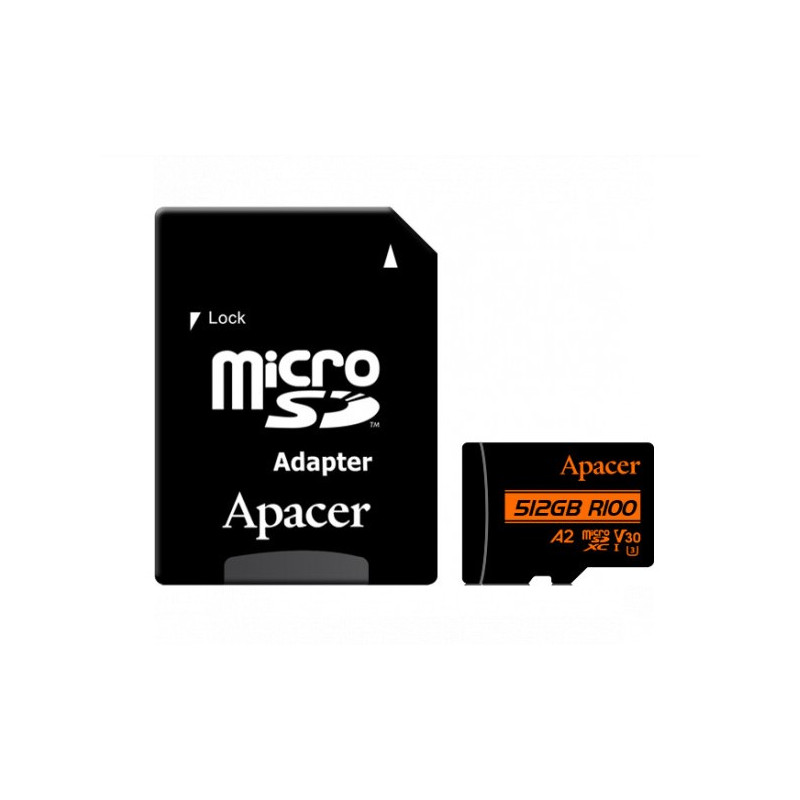 Карта пам`ятi MicroSDXC 512GB UHS-I/U3 Class 10 Apacer (AP512GMCSX10U8-R) + SD адаптер
