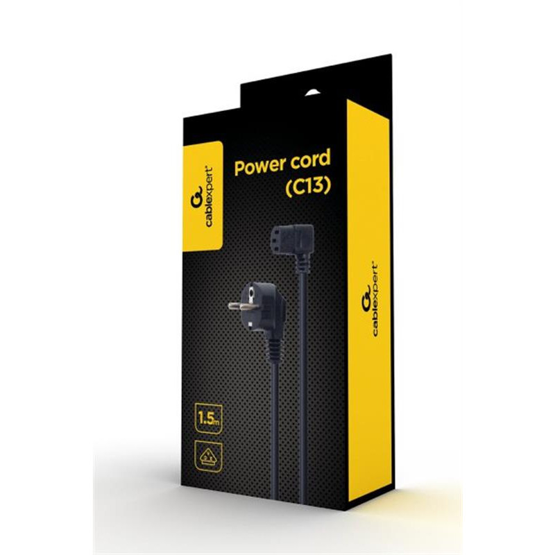 Кабель силовий Cablexpert (PC-186A-VDE1B-1.5M) CEE7/7-C13, 90 градусів, VDE, 3*1 мм кв., 1,5 м