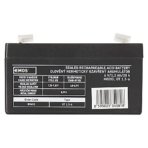 Акумуляторна батарея Emos B9651 6V 1.3AH (FAST.4.7 MM) AGM