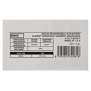 Акумуляторна батарея Emos B9651 6V 1.3AH (FAST.4.7 MM) AGM