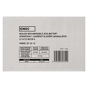 Акумуляторна батарея Emos B9656 12V 12AH (FAST.6.3 MM) AGM