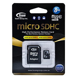 Карта пам`ятi MicroSDHC 8GB Class 10 Team + SD-adapter (TUSDH8GCL1003)-
