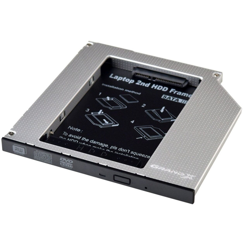 Адаптер Grand-X для підключення HDD 2.5" у відсік приводу ноутбука SATA3 Slim 9.5мм (HDC-26)