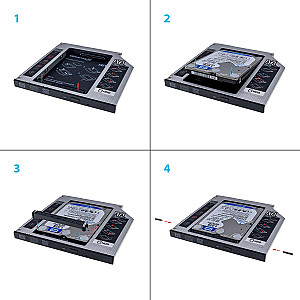 Адаптер Grand-X для підключення HDD 2.5" у відсік приводу ноутбука SATA3 Slim 9.5мм (HDC-26)