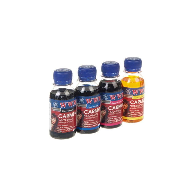 Комплект чорнил WWM Universal Carmen для Сanon серий PIXMA iP/iX/MP/MX/MG В/C/M/Y(CARMEN/SET.4-2) 4*100