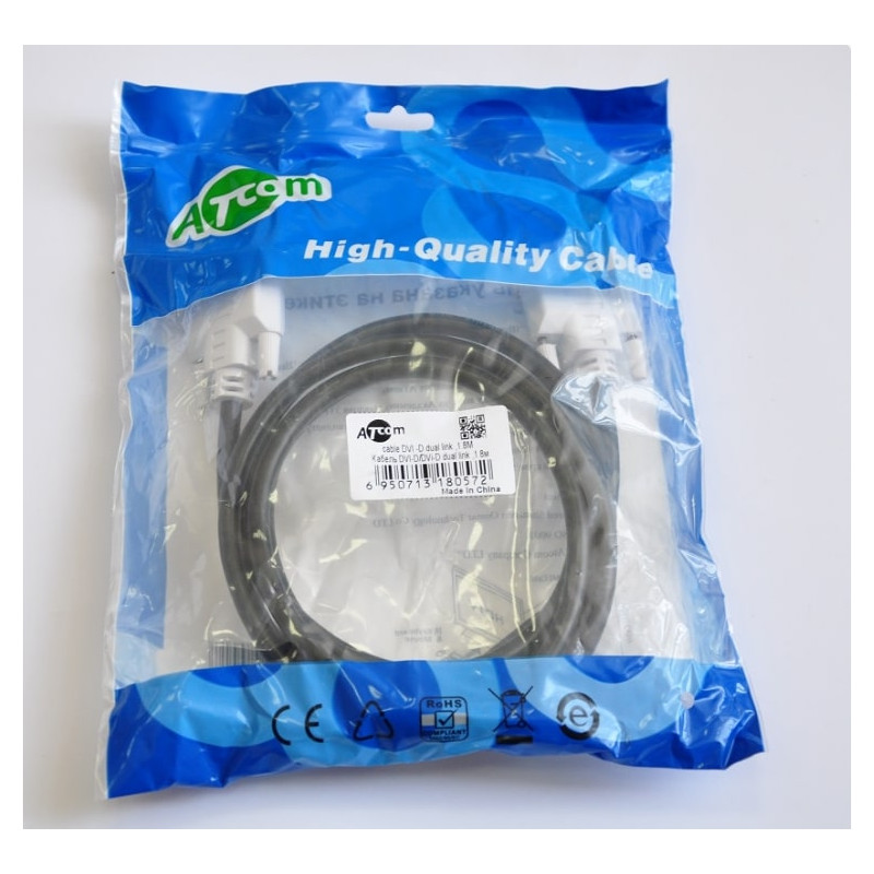 Кабель Atcom DVI - DVI (M\M), 1.8 м, чорно-білий (8057)