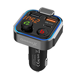 FM-трансмітер Grand-X 99GRX Hands Free, Bluetooth V5.0, 2USB, QC3.0, PD