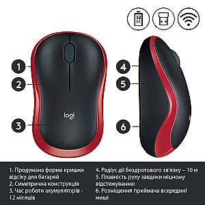 Миша бездротова Logitech M185 Red (910-002240)
