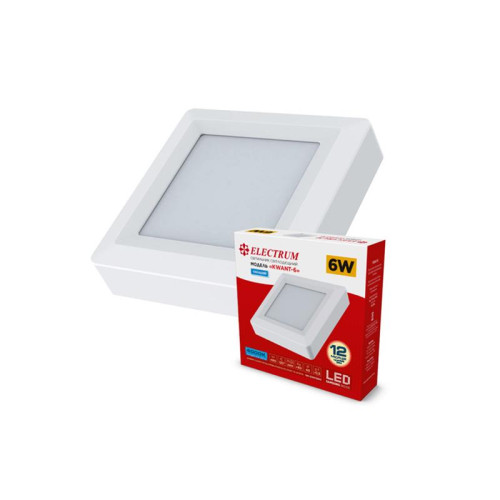 Світильник настінно-стельовий накладний світлодіодний квадратний Electrum 6W 4000К KVANT B-LD-1966