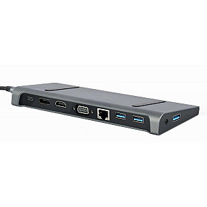 Док-станція Cablexpert USB-C 9-в-1 (A-CM-COMBO9-02) USB-хаб + HDMI/VGA/PD/LAN/3.5-мм аудіо