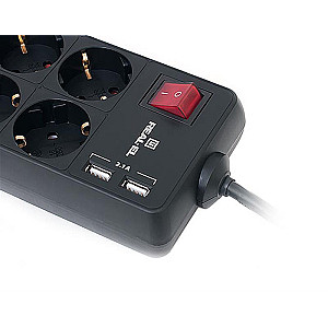 Фільтр живлення REAL-EL RS-8 Protect USB 3.0m Black