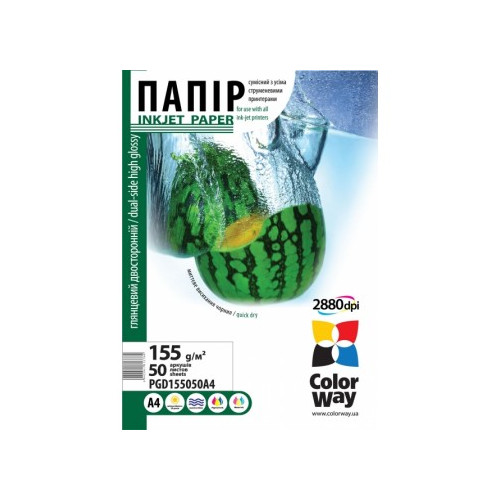 Фотопапiр CW глянсовий двостороннiй 155г/м2 A4 50арк. (PGD155050A4)