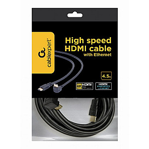 Кабель Cablexpert HDMI - HDMI V 1.4 (M/M), вилка/кутова вилка, 4.5 м, чорний (CC-HDMI490-15) пакет