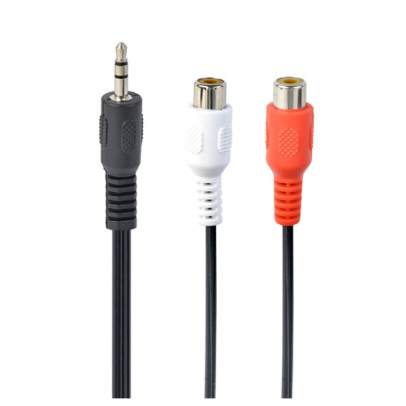 Аудіо-кабель Cablexpert 3.5 мм - 2xRCA (M/F), 0.2 м, чорний (CCA-406)