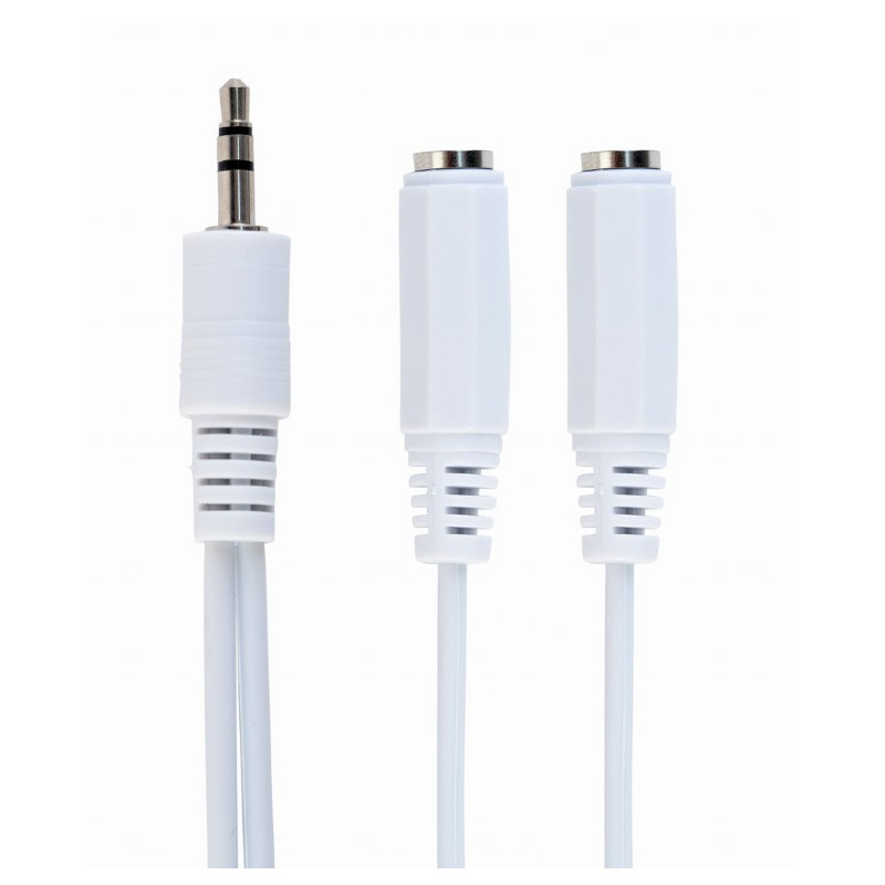 Аудіо-кабель Cablexpert 3.5 мм - 2х3.5 мм (M/F), 0.1 м, White (CCA-415W)