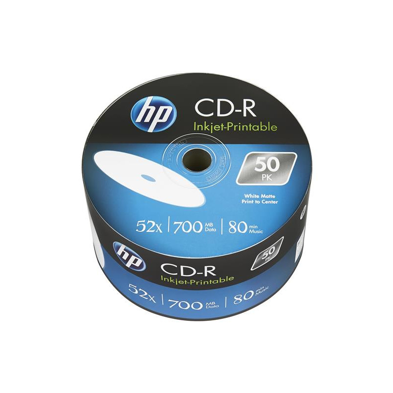 Диски CD-R HP (69301 /CRE00070WIP-3) 700MB 52x IJ Print, без шпинделя, 50 шт