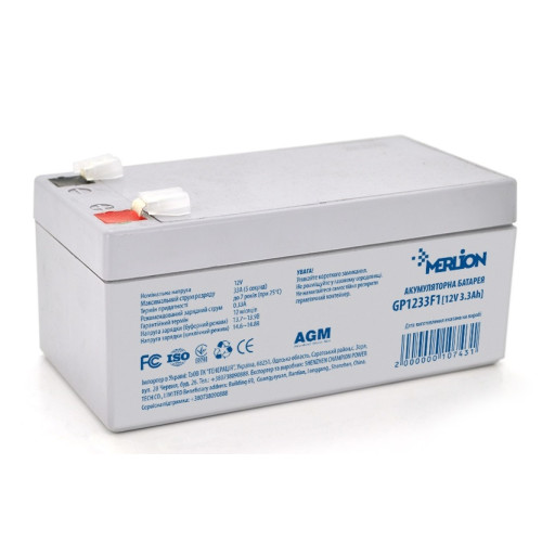 Акумуляторна батарея Merlion 12V 3.3AH (GP1233F1/10743) AGM