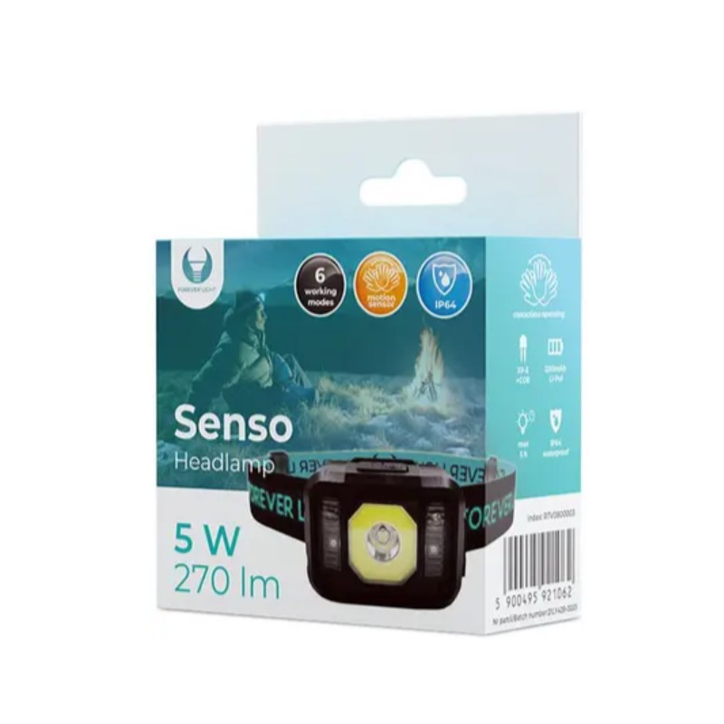 Налобний ліхтар Forever Light Senso XP-E 3W + COB 3W with sensor 270lm 1200mAh Li-Pol (5900495921062)