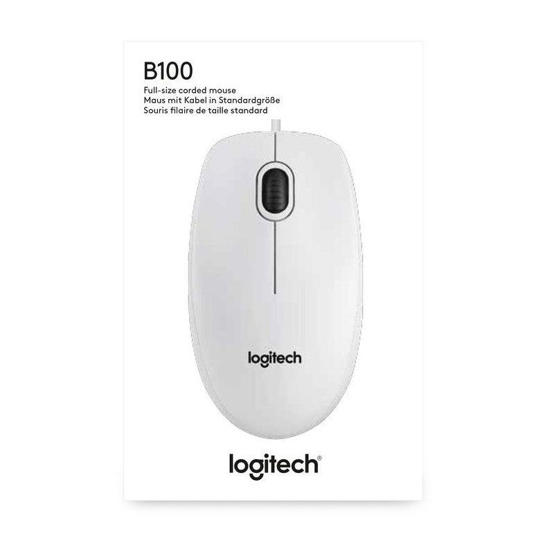 Миша Logitech B100 White (910-003360)