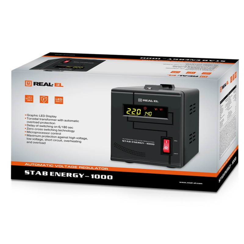Стабілізатор REAL-EL Stab Energy-1000 Black